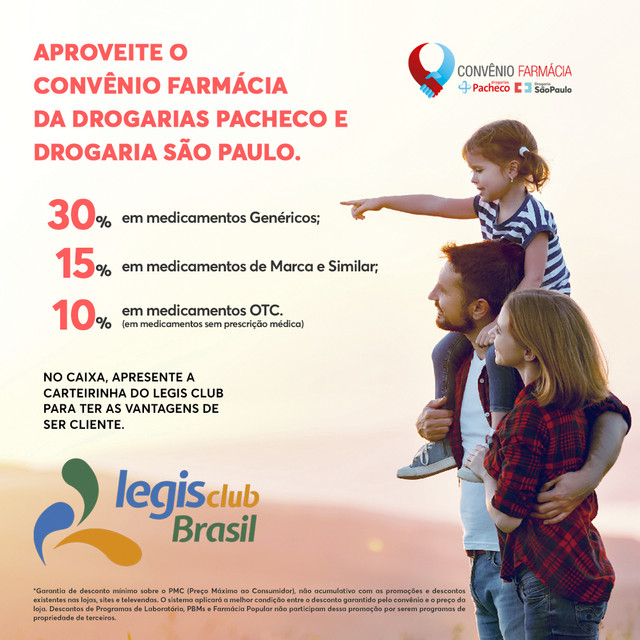 Legis Club Brasil: Nova parceria garante descontos especiais nas drogarias  Pacheco e São Paulo » Sindilegis